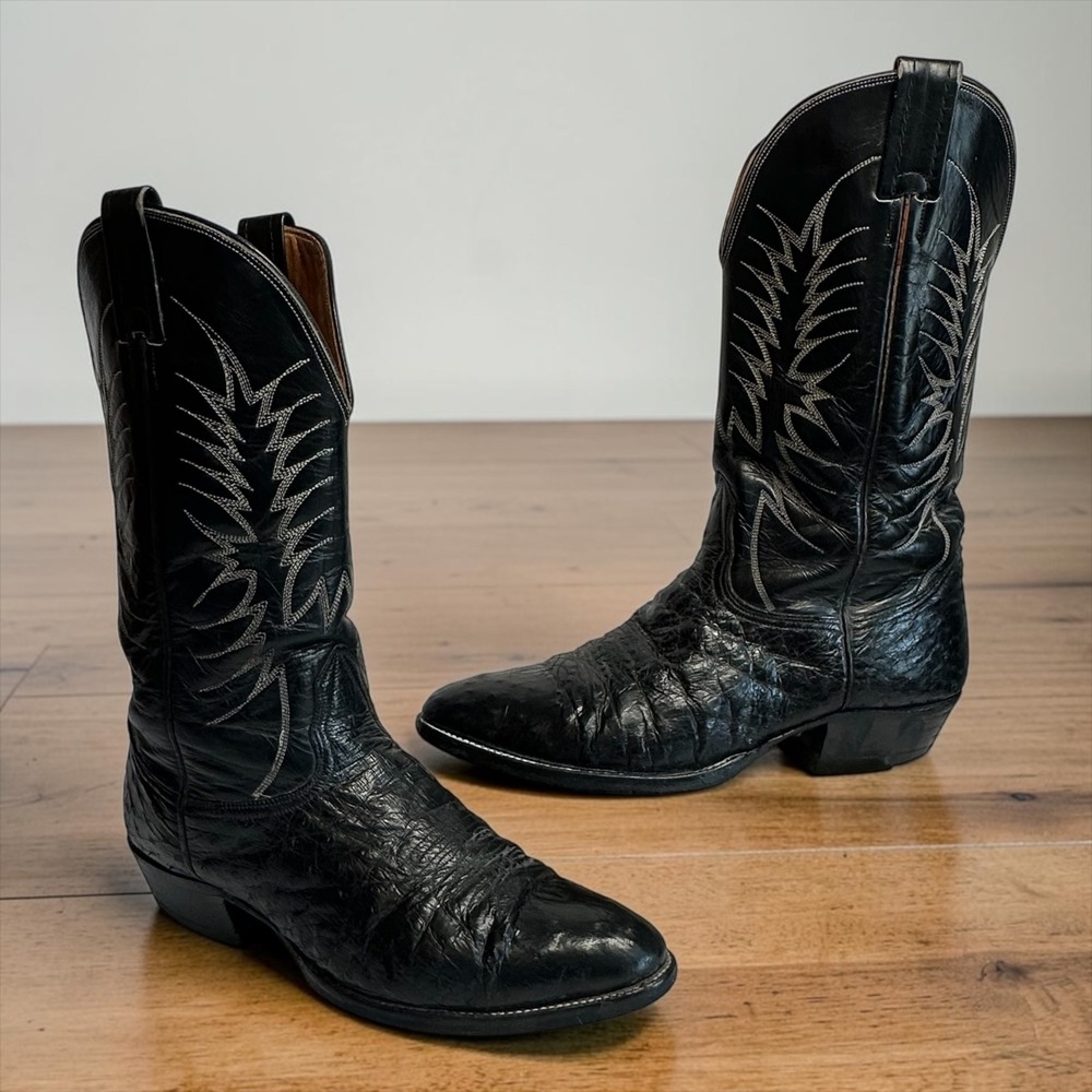 Vintage‎ Nocona B3255 Cowboy Boots Men's 11D Black Exotic Leather Western